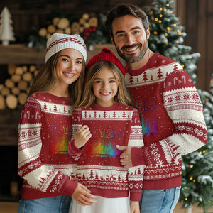 Autism Awareness Ugly Christmas Sweater Autism Dancing Differently To The Beat TS11 Red Beige Print Your Wear