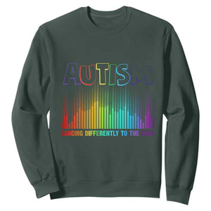 Autism Awareness Sweatshirt Autism Dancing Differently To The Beat TS11 Dark Forest Green Print Your Wear
