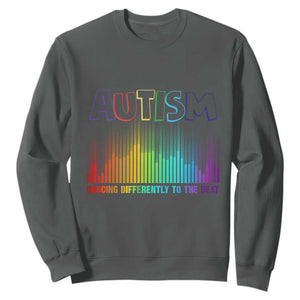 Autism Awareness Sweatshirt Autism Dancing Differently To The Beat TS11 Dark Heather Print Your Wear