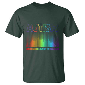 Autism Awareness T Shirt Autism Dancing Differently To The Beat TS11 Dark Forest Green Print Your Wear
