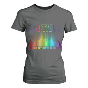 Autism Awareness T Shirt For Women Autism Dancing Differently To The Beat TS11 Dark Heather Print Your Wear
