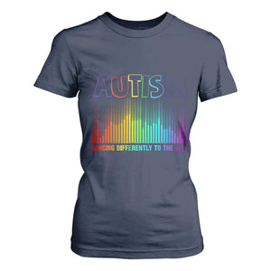 Autism Awareness T Shirt For Women Autism Dancing Differently To The Beat TS11 Navy Print Your Wear