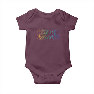 Celebrate Neurodiversity Baby Onesie Autism Awareness ASD ADHD Mental Health TS11 Maroon Print Your Wear