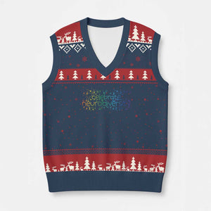 Celebrate Neurodiversity V-Neck Knit Sweater Vest Autism Awareness ASD ADHD Mental Health TS11 Navy Red Print Your Wear