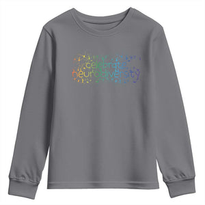 Celebrate Neurodiversity Youth Sweatshirt Autism Awareness ASD ADHD Mental Health TS11 Charcoal Print Your Wear