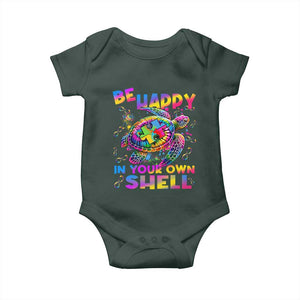 Funny Autism Awareness Be Happy In Your Own Shell Baby Onesie Rainbow Puzzle Turtle TS11 Print Your Wear
