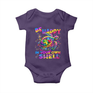 Funny Autism Awareness Be Happy In Your Own Shell Baby Onesie Rainbow Puzzle Turtle TS11 Purple Print Your Wear