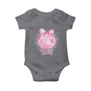 Neurodivergent Neuro Sparkly Baby Onesie Autism Spectrum ADHD Pink Bow Disco Ball TS11 Charcoal Print Your Wear