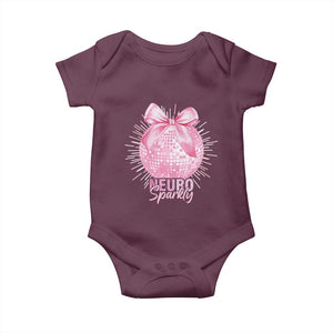 Neurodivergent Neuro Sparkly Baby Onesie Autism Spectrum ADHD Pink Bow Disco Ball TS11 Maroon Print Your Wear