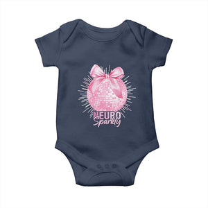 Neurodivergent Neuro Sparkly Baby Onesie Autism Spectrum ADHD Pink Bow Disco Ball TS11 Navy Print Your Wear