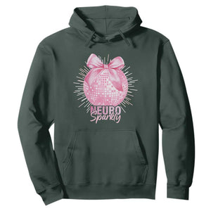 Neurodivergent Neuro Sparkly Hoodie Autism Spectrum ADHD Pink Bow Disco Ball TS11 Dark Forest Green Print Your Wear