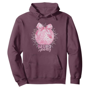 Neurodivergent Neuro Sparkly Hoodie Autism Spectrum ADHD Pink Bow Disco Ball TS11 Maroon Print Your Wear