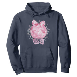 Neurodivergent Neuro Sparkly Hoodie Autism Spectrum ADHD Pink Bow Disco Ball TS11 Navy Print Your Wear