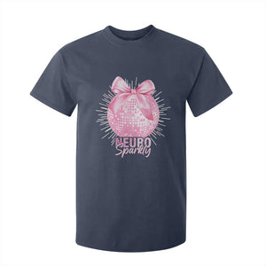 Neurodivergent Neuro Sparkly T Shirt For Kid Autism Spectrum ADHD Pink Bow Disco Ball TS11 Navy Print Your Wear