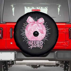 Neurodivergent Neuro Sparkly Spare Tire Cover Autism Spectrum ADHD Pink Bow Disco Ball TS11 Black Print Your Wear