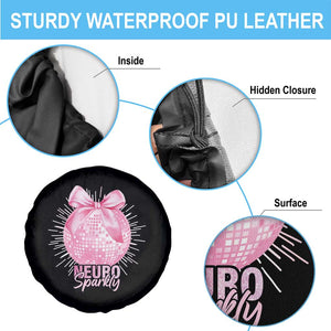 Neurodivergent Neuro Sparkly Spare Tire Cover Autism Spectrum ADHD Pink Bow Disco Ball TS11 Print Your Wear