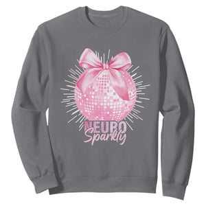 Neurodivergent Neuro Sparkly Sweatshirt Autism Spectrum ADHD Pink Bow Disco Ball TS11 Charcoal Print Your Wear