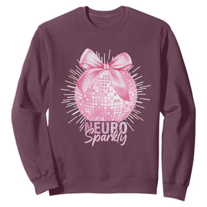 Neurodivergent Neuro Sparkly Sweatshirt Autism Spectrum ADHD Pink Bow Disco Ball TS11 Maroon Print Your Wear
