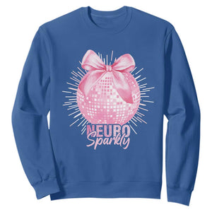 Neurodivergent Neuro Sparkly Sweatshirt Autism Spectrum ADHD Pink Bow Disco Ball TS11 Royal Blue Print Your Wear