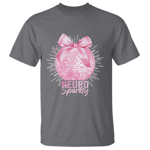Neurodivergent Neuro Sparkly T Shirt Autism Spectrum ADHD Pink Bow Disco Ball TS11 Charcoal Print Your Wear