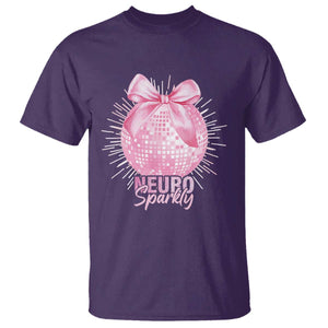 Neurodivergent Neuro Sparkly T Shirt Autism Spectrum ADHD Pink Bow Disco Ball TS11 Purple Print Your Wear