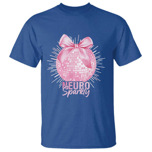 Neurodivergent Neuro Sparkly T Shirt Autism Spectrum ADHD Pink Bow Disco Ball TS11 Royal Blue Print Your Wear