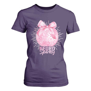 Neurodivergent Neuro Sparkly T Shirt For Women Autism Spectrum ADHD Pink Bow Disco Ball TS11 Purple Print Your Wear