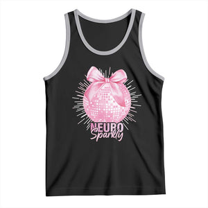 Neurodivergent Neuro Sparkly Tank Top Autism Spectrum ADHD Pink Bow Disco Ball TS11 Black Athletic Heather Print Your Wear
