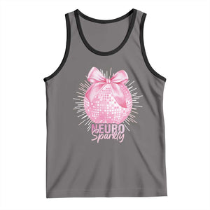 Neurodivergent Neuro Sparkly Tank Top Autism Spectrum ADHD Pink Bow Disco Ball TS11 Deep Heather Black Print Your Wear