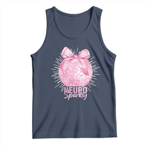 Neurodivergent Neuro Sparkly Tank Top Autism Spectrum ADHD Pink Bow Disco Ball TS11 Navy Print Your Wear