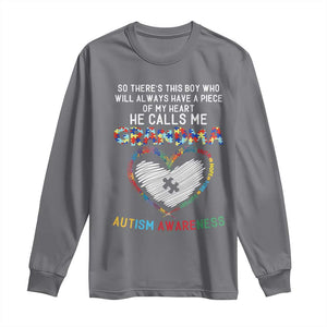 Autism Awareness Grandma Long Sleeve Shirt So There's This Boy Who Will Always Have A Piece Of My Heart He Calls Me Grandma TS11 Charcoal Print Your Wear