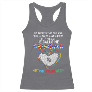 Autism Awareness Grandma Racerback Tank Top So There's This Boy Who Will Always Have A Piece Of My Heart He Calls Me Grandma TS11 Charcoal Print Your Wear