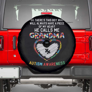 Autism Awareness Grandma Spare Tire Cover So There's This Boy Who Will Always Have A Piece Of My Heart He Calls Me Grandma TS11 Black Print Your Wear