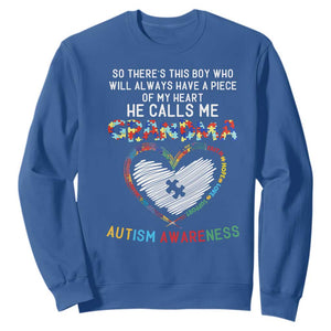 Autism Awareness Grandma Sweatshirt So There's This Boy Who Will Always Have A Piece Of My Heart He Calls Me Grandma TS11 Royal Blue Print Your Wear