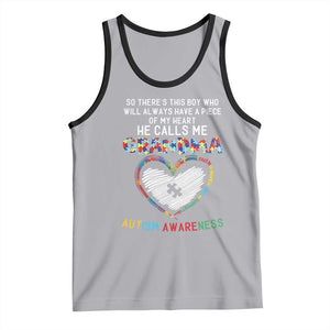 Autism Awareness Grandma Tank Top So There's This Boy Who Will Always Have A Piece Of My Heart He Calls Me Grandma TS11 Athletic Heather Black Print Your Wear