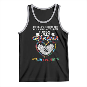 Autism Awareness Grandma Tank Top So There's This Boy Who Will Always Have A Piece Of My Heart He Calls Me Grandma TS11 Black Athletic Heather Print Your Wear