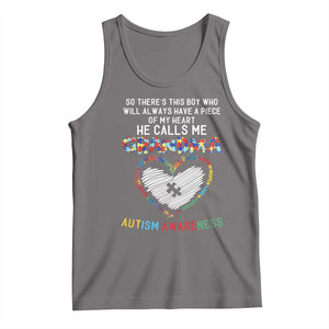 Autism Awareness Grandma Tank Top So There's This Boy Who Will Always Have A Piece Of My Heart He Calls Me Grandma TS11 Deep Heather Print Your Wear