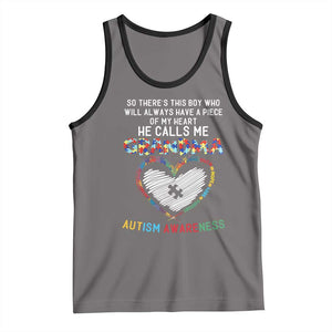 Autism Awareness Grandma Tank Top So There's This Boy Who Will Always Have A Piece Of My Heart He Calls Me Grandma TS11 Deep Heather Black Print Your Wear