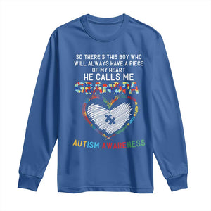 Autism Awareness Grandpa Long Sleeve Shirt So There's This Boy Who Will Always Have A Piece Of My Heart He Calls Me Grandpa TS11 Royal Blue Print Your Wear