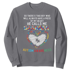 Autism Awareness Grandpa Sweatshirt So There's This Boy Who Will Always Have A Piece Of My Heart He Calls Me Grandpa TS11 Charcoal Print Your Wear