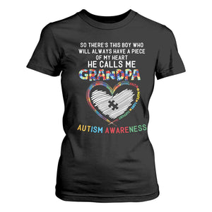 Autism Awareness Grandpa T Shirt For Women So There's This Boy Who Will Always Have A Piece Of My Heart He Calls Me Grandpa TS11 Black Print Your Wear