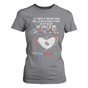 Autism Awareness Grandpa T Shirt For Women So There's This Boy Who Will Always Have A Piece Of My Heart He Calls Me Grandpa TS11 Charcoal Print Your Wear