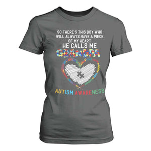 Autism Awareness Grandpa T Shirt For Women So There's This Boy Who Will Always Have A Piece Of My Heart He Calls Me Grandpa TS11 Dark Heather Print Your Wear