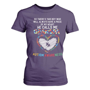 Autism Awareness Grandpa T Shirt For Women So There's This Boy Who Will Always Have A Piece Of My Heart He Calls Me Grandpa TS11 Purple Print Your Wear