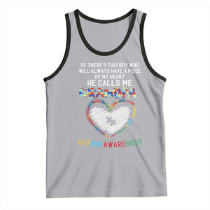 Autism Awareness Grandpa Tank Top So There's This Boy Who Will Always Have A Piece Of My Heart He Calls Me Grandpa TS11 Athletic Heather Black Print Your Wear