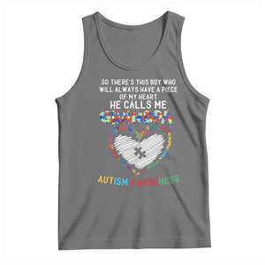 Autism Awareness Grandpa Tank Top So There's This Boy Who Will Always Have A Piece Of My Heart He Calls Me Grandpa TS11 Black Heather Print Your Wear