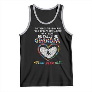 Autism Awareness Grandpa Tank Top So There's This Boy Who Will Always Have A Piece Of My Heart He Calls Me Grandpa TS11 Black Athletic Heather Print Your Wear