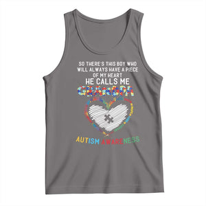 Autism Awareness Grandpa Tank Top So There's This Boy Who Will Always Have A Piece Of My Heart He Calls Me Grandpa TS11 Deep Heather Print Your Wear