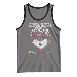 Autism Awareness Grandpa Tank Top So There's This Boy Who Will Always Have A Piece Of My Heart He Calls Me Grandpa TS11 Deep Heather Black Print Your Wear