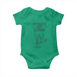 Funny My Bitch Got Autism Meme Baby Onesie Autistic Frog TS11 Irish Green Print Your Wear